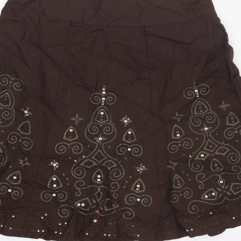 NEXT Womens Brown Linen Maxi Skirt Size 12 Zip