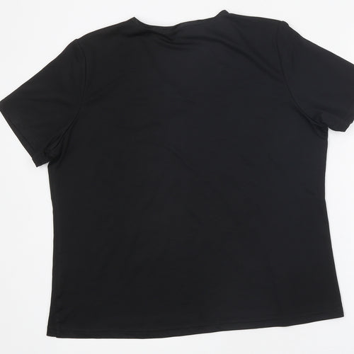 EWM Womens Black Polyester Basic T-Shirt Size M Round Neck
