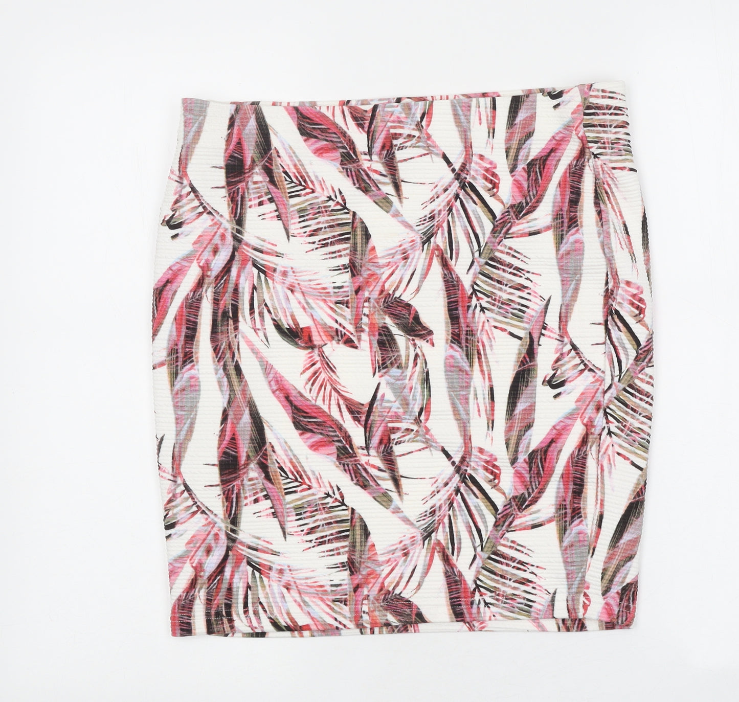 Amisu Womens White Geometric Polyester Mini Skirt Size 14