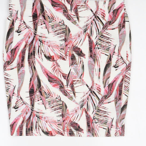 Amisu Womens White Geometric Polyester Mini Skirt Size 14