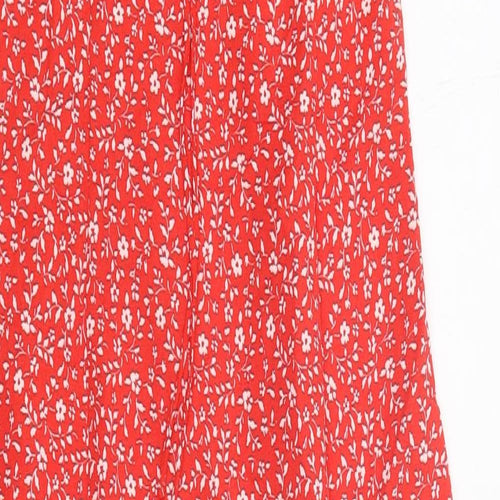 Zara Womens Red Floral Viscose Slip Dress Size XS Round Neck Pullover