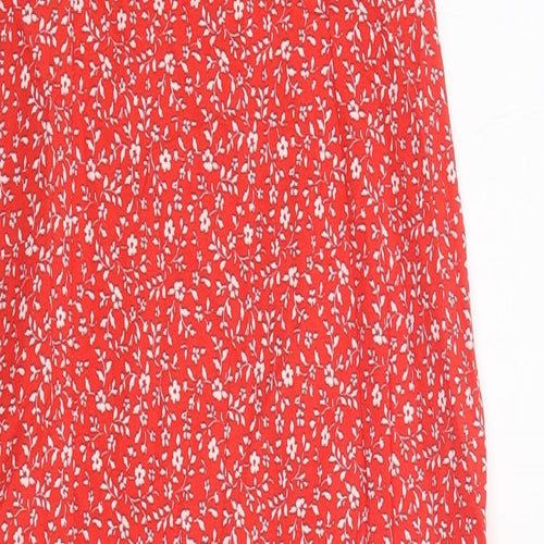 Zara Womens Red Floral Viscose Slip Dress Size XS Round Neck Pullover