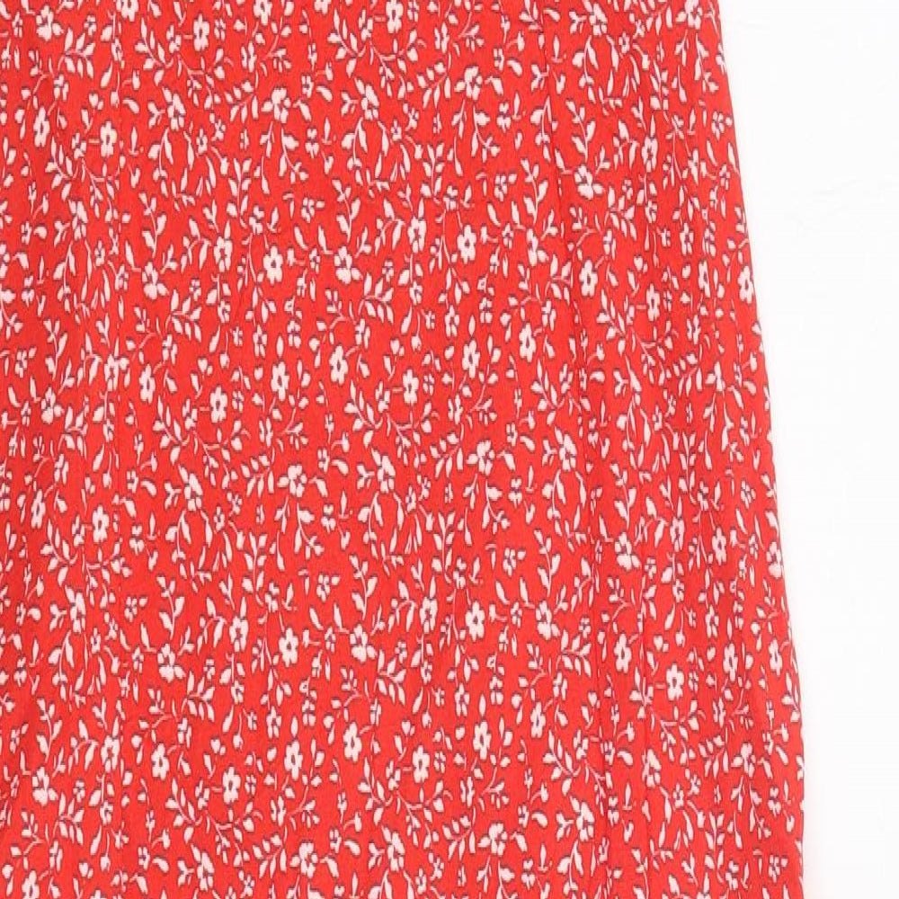 Zara Womens Red Floral Viscose Slip Dress Size XS Round Neck Pullover