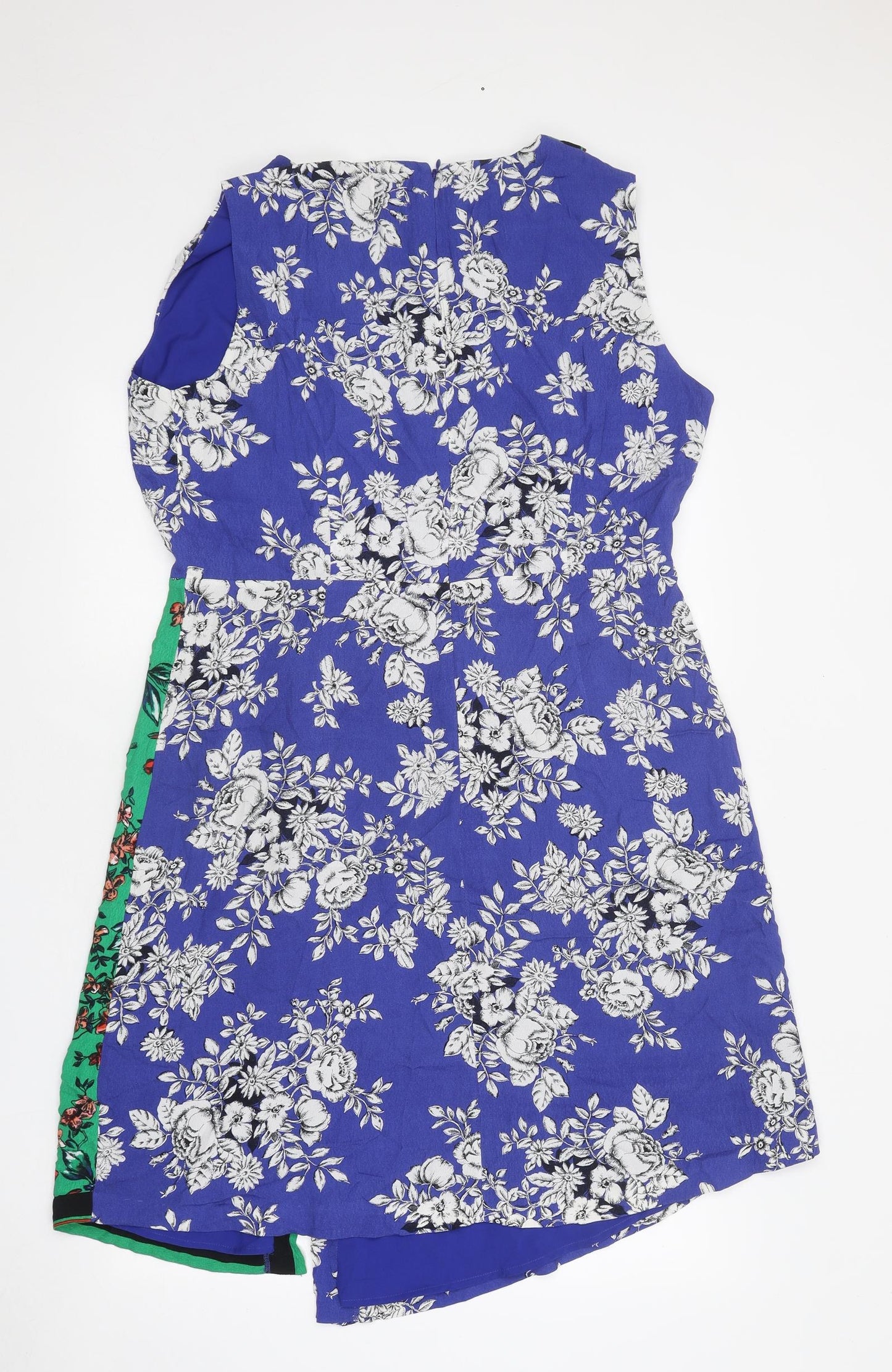 Phase Eight Womens Multicoloured Geometric Viscose A-Line Size 16 V-Neck Zip