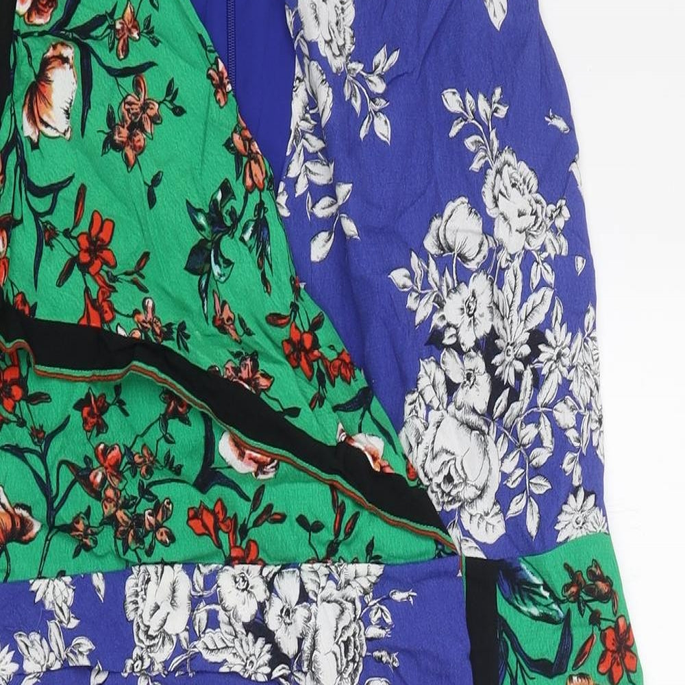 Phase Eight Womens Multicoloured Geometric Viscose A-Line Size 16 V-Neck Zip