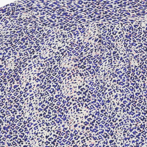 Marks and Spencer Womens Multicoloured Animal Print Polyester Jersey Button-Up Size 14 Collared - Leopard Print