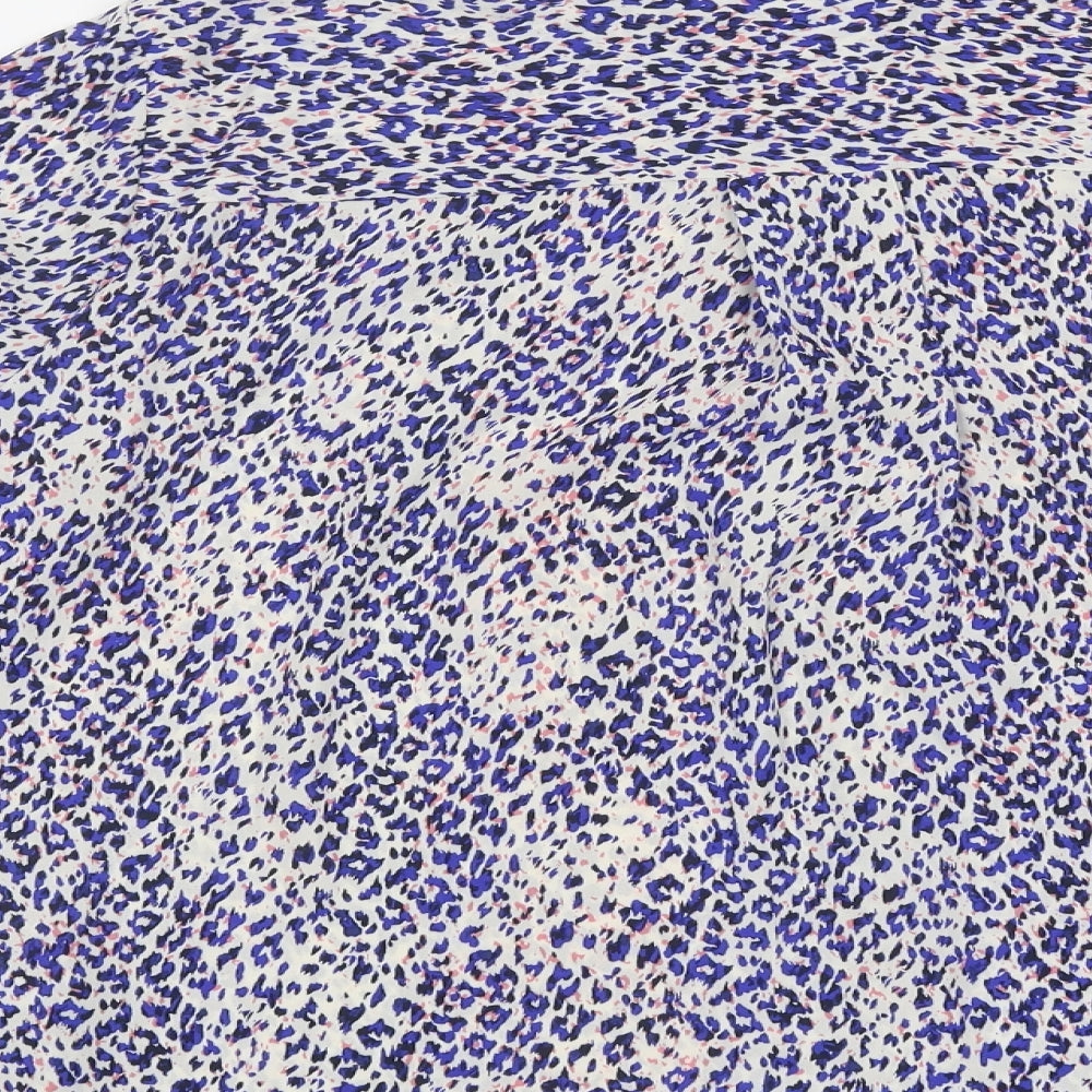 Marks and Spencer Womens Multicoloured Animal Print Polyester Jersey Button-Up Size 14 Collared - Leopard Print