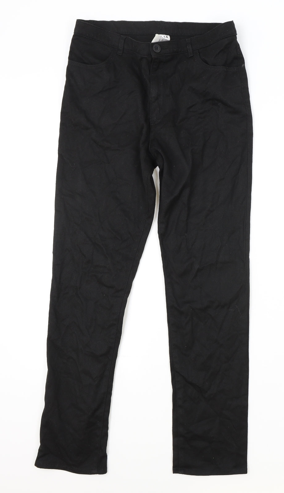 George Boys Black Cotton Straight Jeans Size 14 Years Regular Zip