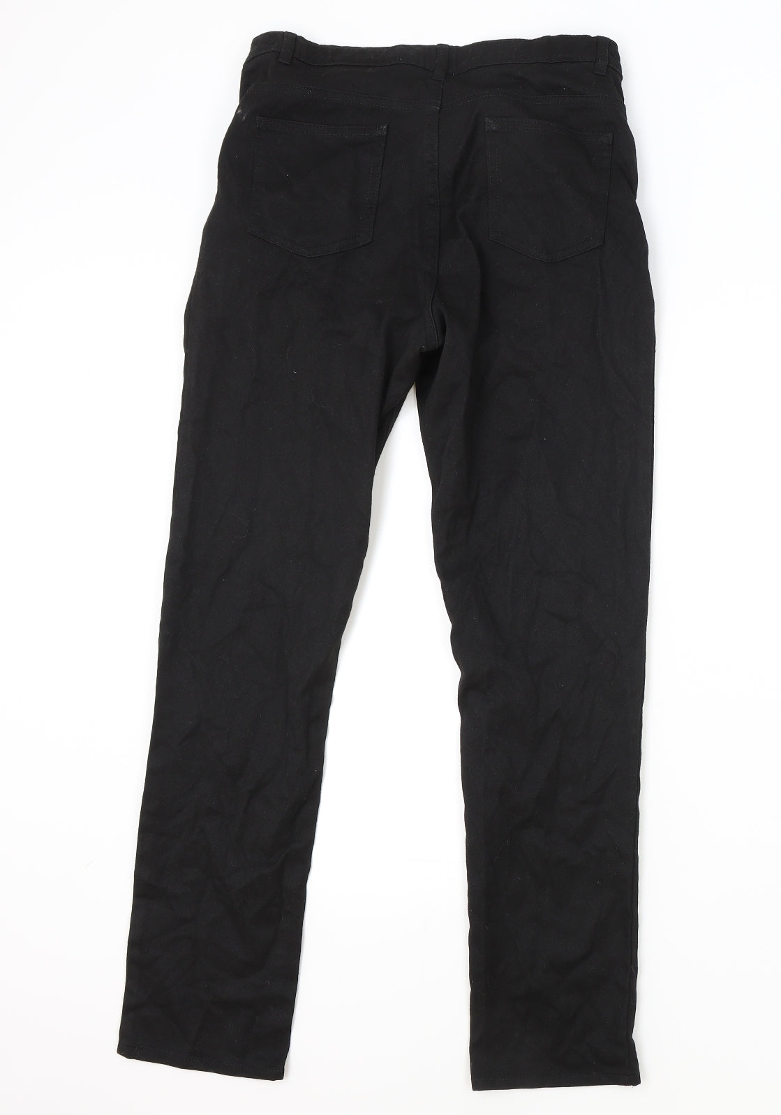 George Boys Black Cotton Straight Jeans Size 14 Years Regular Zip