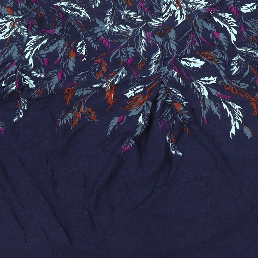 Per Una Womens Blue Floral Viscose Basic T-Shirt Size 16 Round Neck