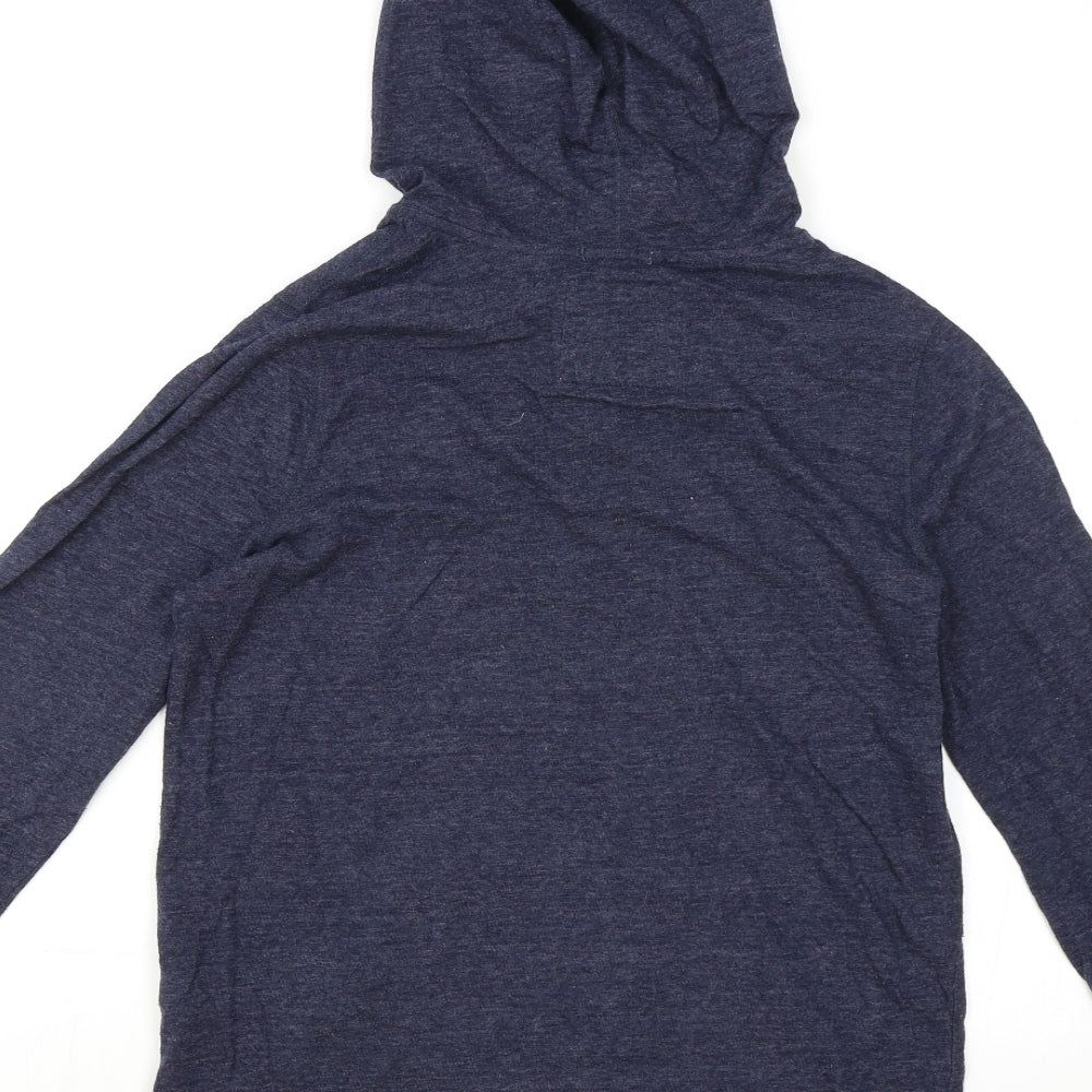 abercrombie kids Boys Blue Cotton Henley Hoodie Size L Button