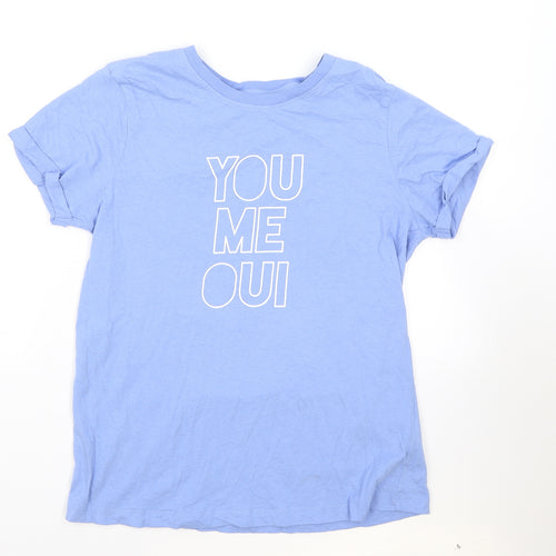 Paramour Womens Blue Cotton Basic T-Shirt Size 12 Round Neck - You Me Oui