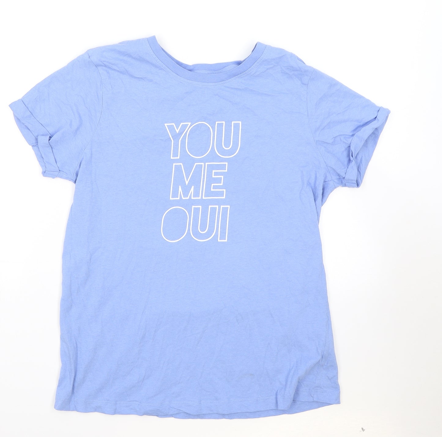 Paramour Womens Blue Cotton Basic T-Shirt Size 12 Round Neck - You Me Oui
