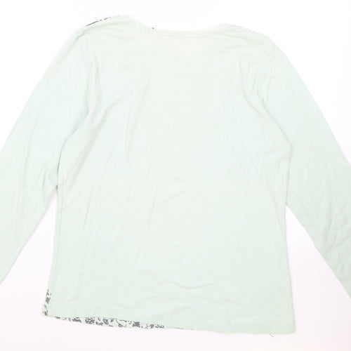 Artseapea Womens Green Cotton Basic T-Shirt Size M Round Neck - Floral Detail