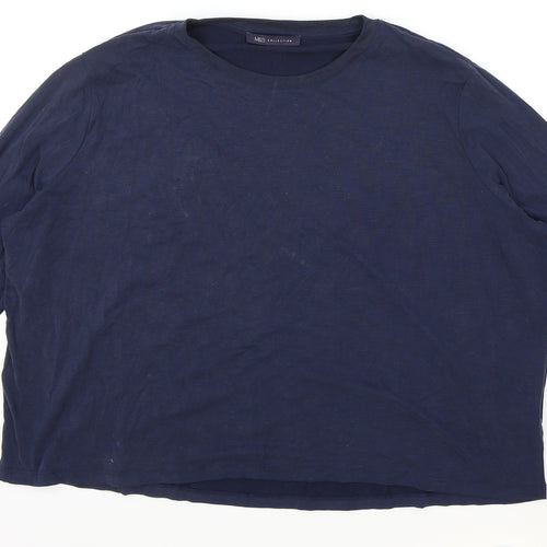 Marks and Spencer Womens Blue Modal Basic T-Shirt Size 16 Round Neck