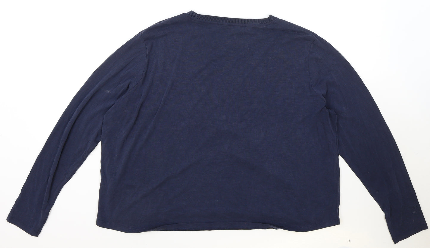 Marks and Spencer Womens Blue Modal Basic T-Shirt Size 16 Round Neck