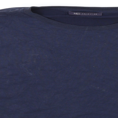 Marks and Spencer Womens Blue Modal Basic T-Shirt Size 16 Round Neck