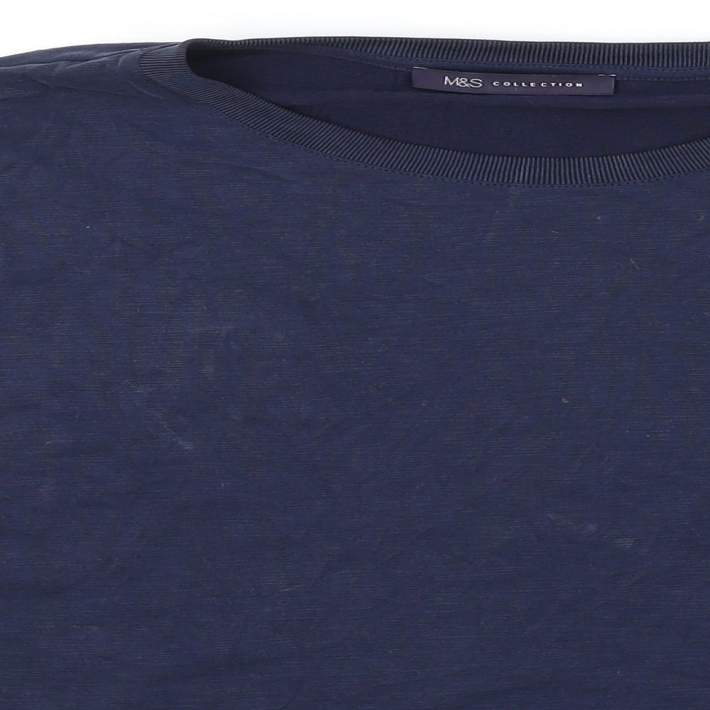 Marks and Spencer Womens Blue Modal Basic T-Shirt Size 16 Round Neck