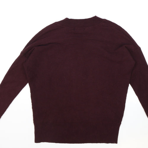 F&F Womens Purple V-Neck Acrylic Pullover Jumper Size 12