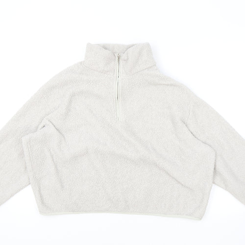 H&M Womens Grey High Neck Polyester Henley Jumper Size S