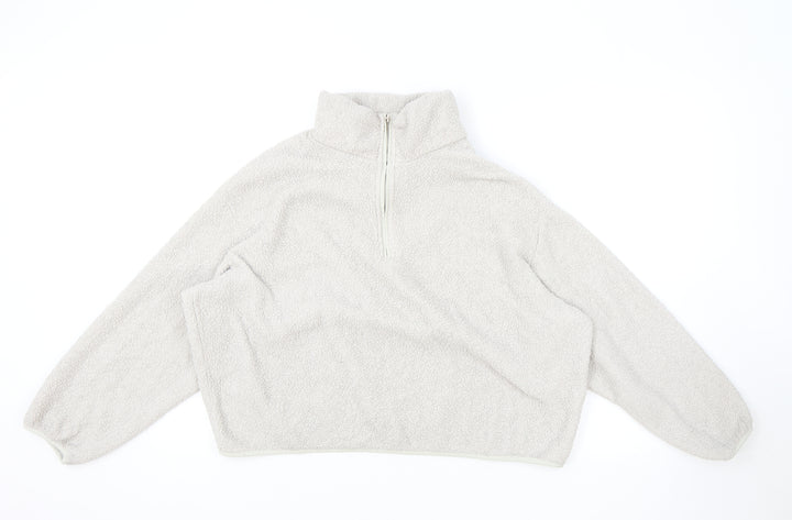 H&M Womens Grey High Neck Polyester Henley Jumper Size S