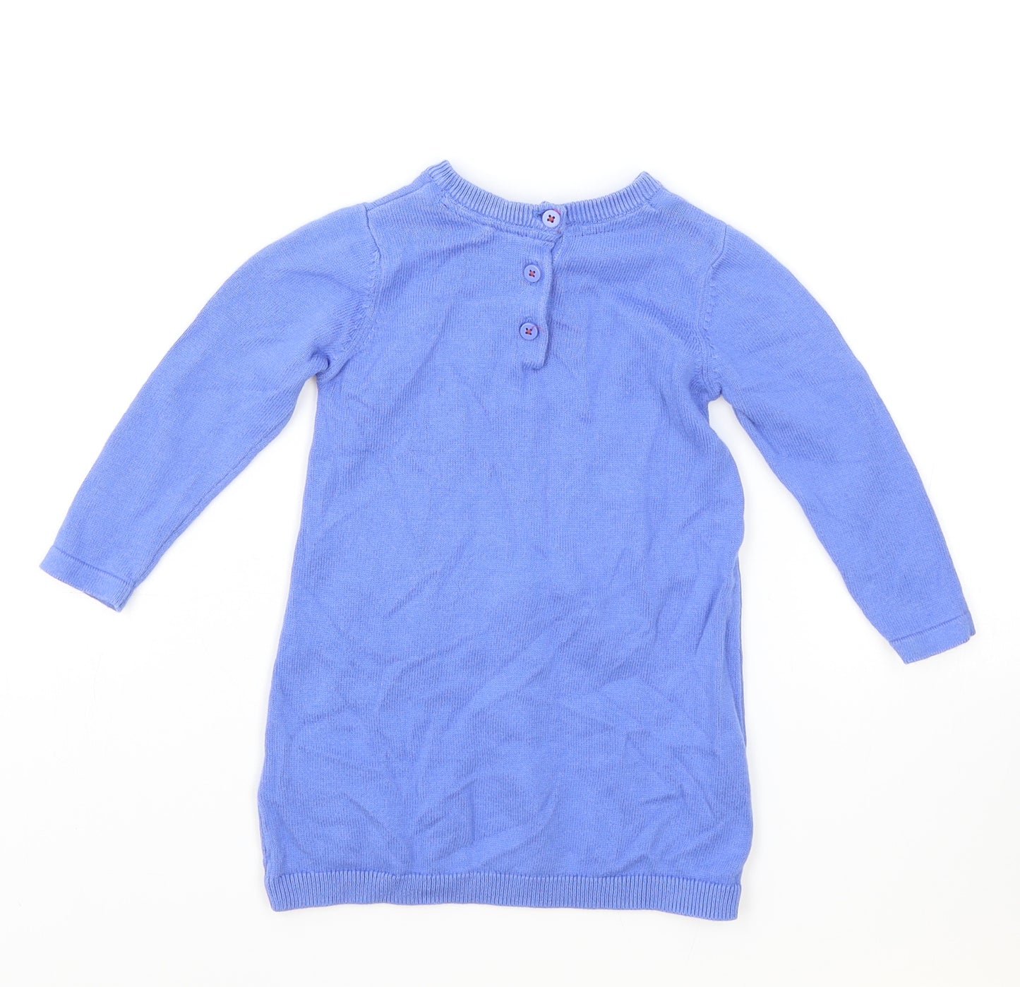 Marks and Spencer Girls Blue Cotton Pullover Jumper Size 12-18 Months Button - Flamingo