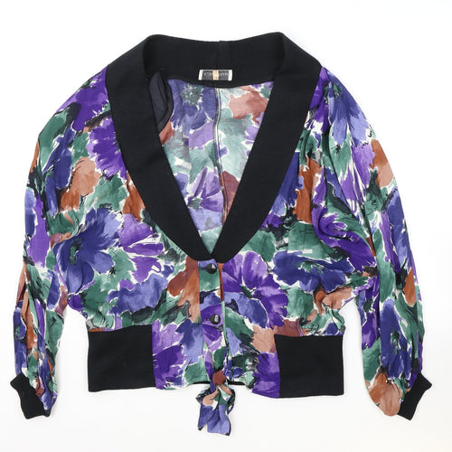 House of Fraser Womens Multicoloured Geometric Jacket Size 14 Button - Elasticated Collar