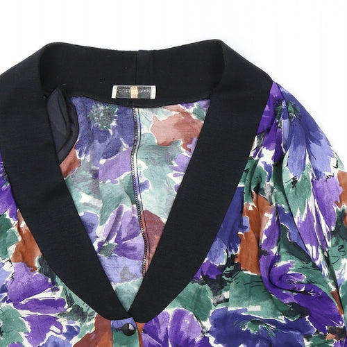 House of Fraser Womens Multicoloured Geometric Jacket Size 14 Button - Elasticated Collar