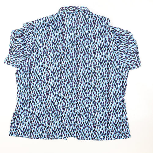 Business Boutique Womens Blue Geometric Polyester Basic Button-Up Size 20 Collared