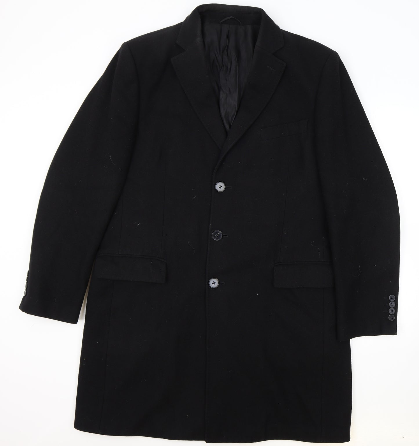 Jaeger Mens Black Trench Coat Coat One Size Button - Tagless