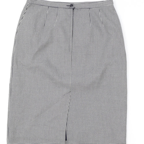 Marks and Spencer Womens White Geometric Polyester A-Line Skirt Size 16 Zip