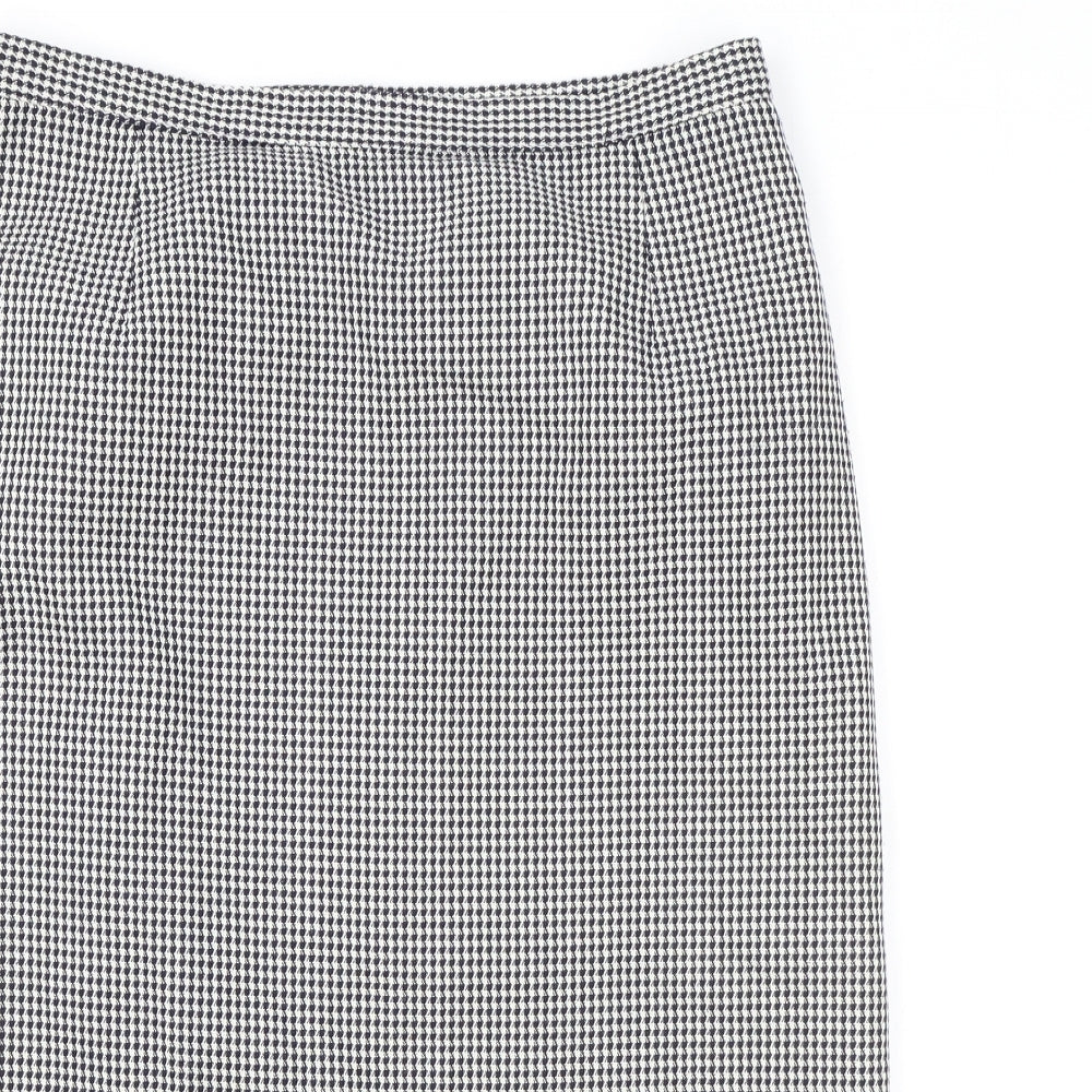 Marks and Spencer Womens White Geometric Polyester A-Line Skirt Size 16 Zip