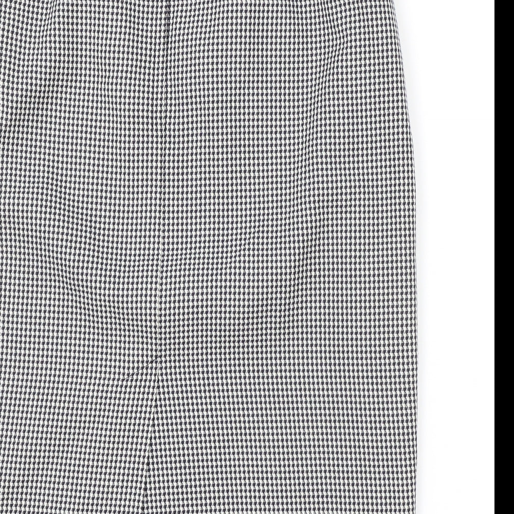 Marks and Spencer Womens White Geometric Polyester A-Line Skirt Size 16 Zip