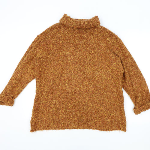 Preworn Womens Orange Roll Neck Acrylic Pullover Jumper Size 8