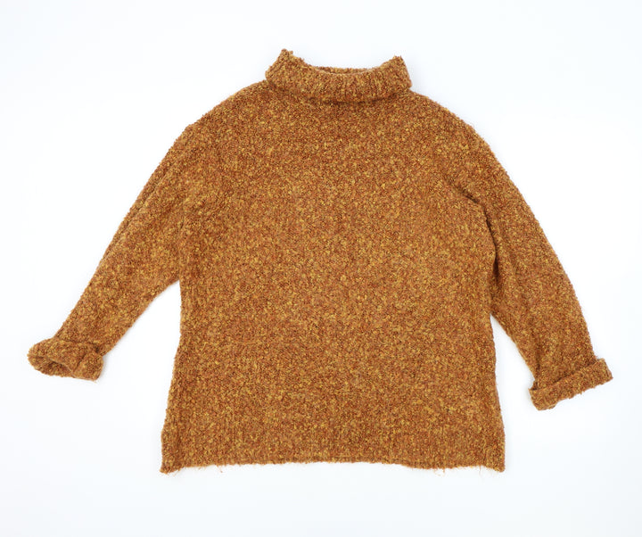 Preworn Womens Orange Roll Neck Acrylic Pullover Jumper Size 8