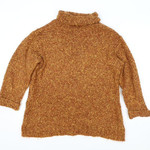 Preworn Womens Orange Roll Neck Acrylic Pullover Jumper Size 8
