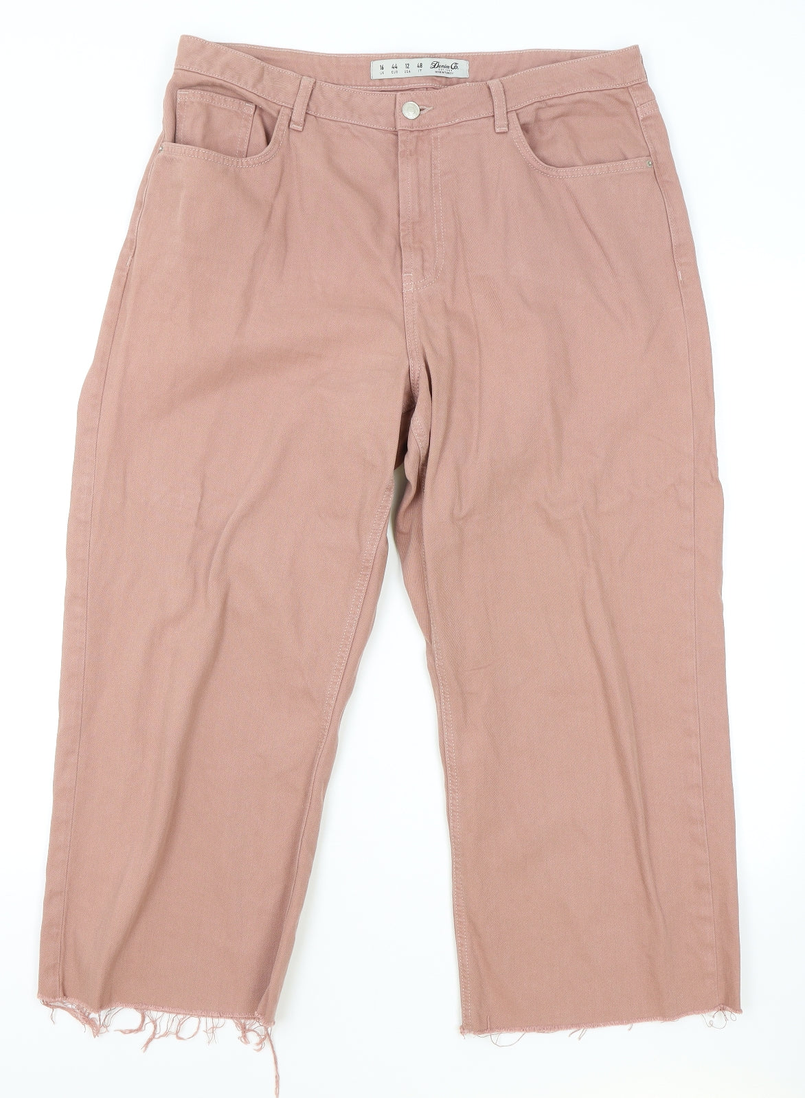 Primark Womens Pink 100% Cotton Straight Jeans Size 16 L34 in Regular Zip
