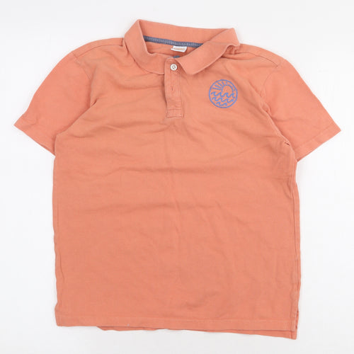 Gymboree Boys Orange 100% Cotton Basic Polo Size L Collared Pullover