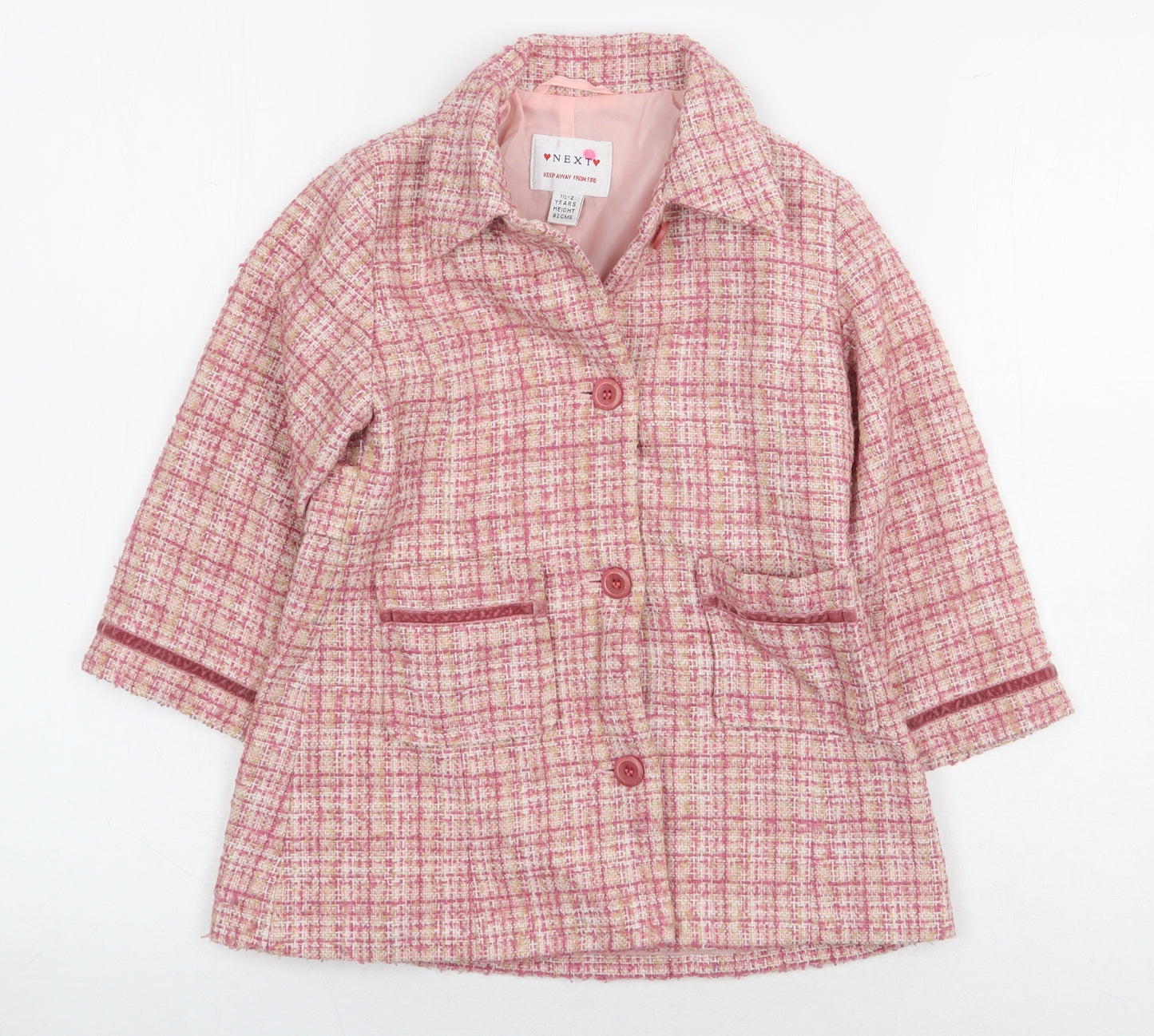 NEXT Girls Pink Plaid Jacket Blazer Size 18-24 Months Button