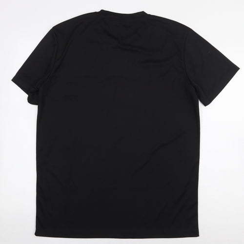 Preworn Mens Black Polyester T-Shirt Size L Round Neck - Smiley Face