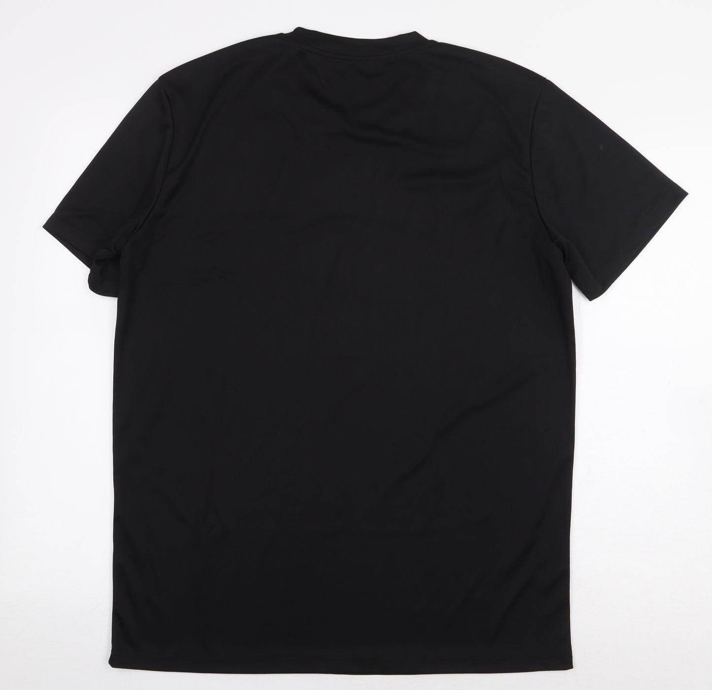 Preworn Mens Black Polyester T-Shirt Size L Round Neck - Smiley Face