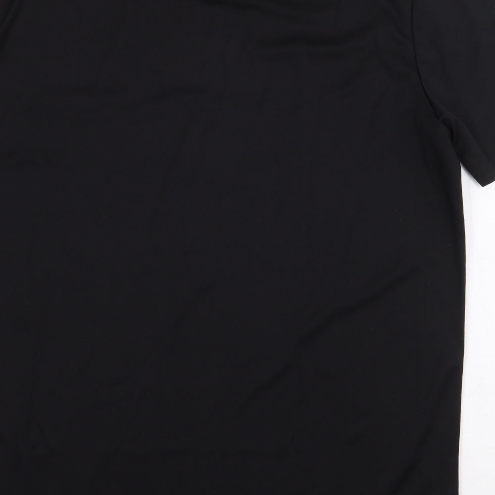 Preworn Mens Black Polyester T-Shirt Size L Round Neck - Smiley Face