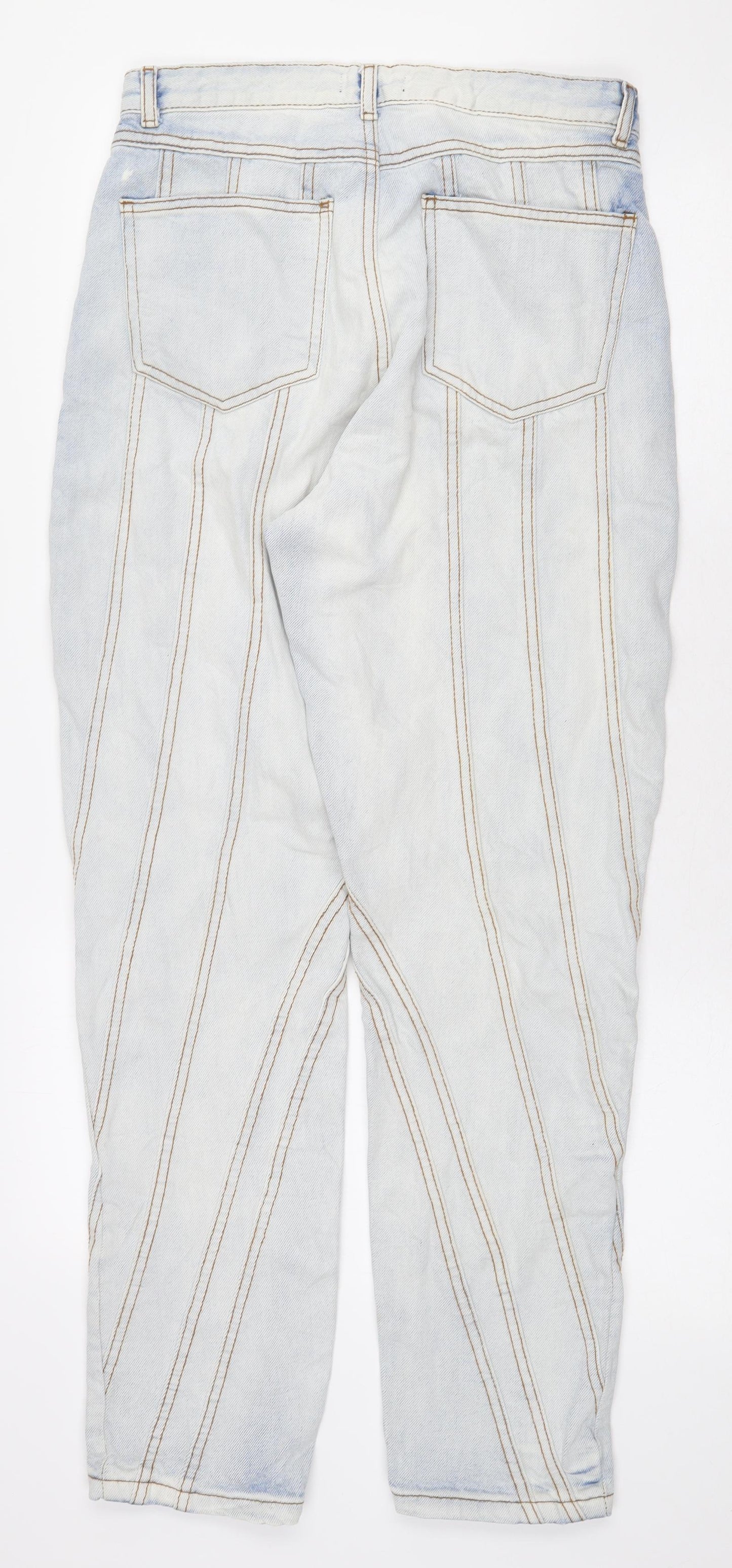 Nasty Gal Womens Blue Cotton Straight Jeans Size 10 L29 in Regular Zip - Seem Details