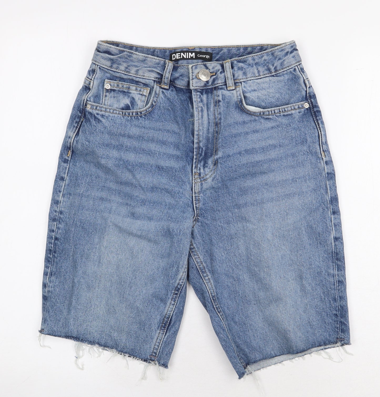 George Womens Blue 100% Cotton Cut-Off Shorts Size 8 L10 in Regular Zip