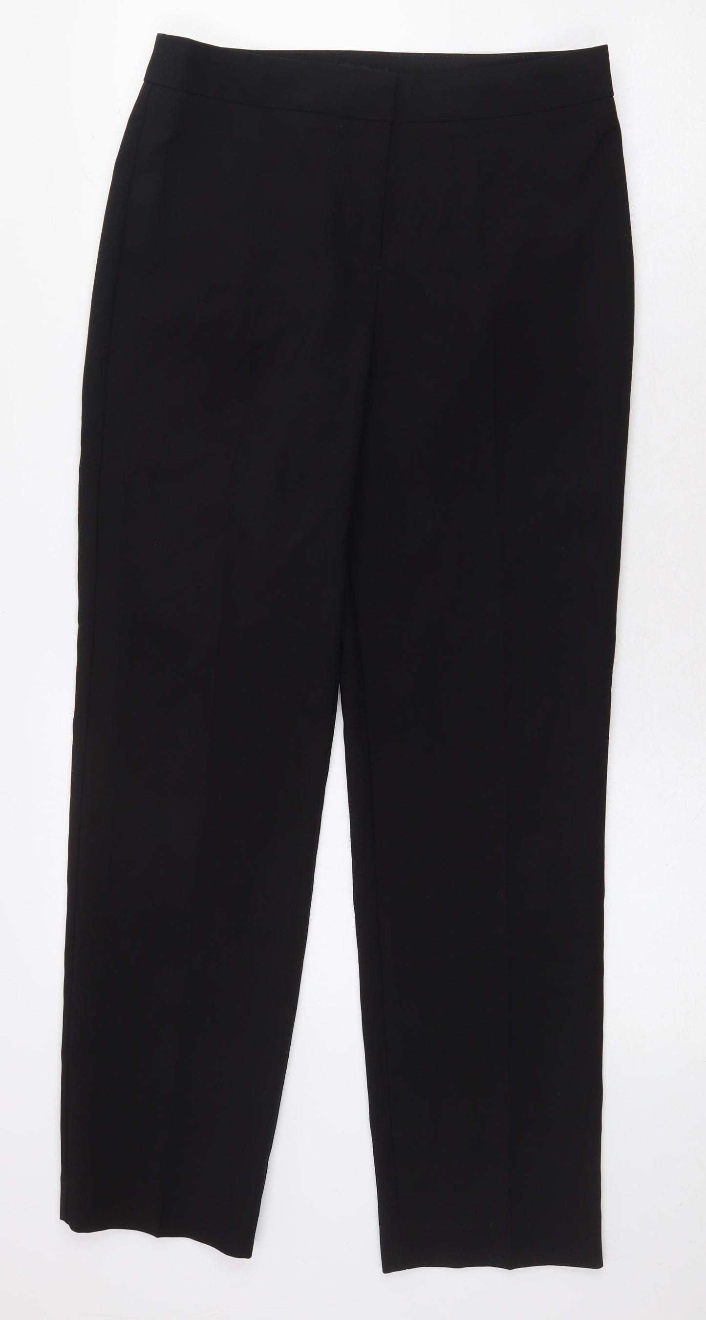 Papaya Womens Black Polyester Trousers Size 8 L28 in Regular Zip