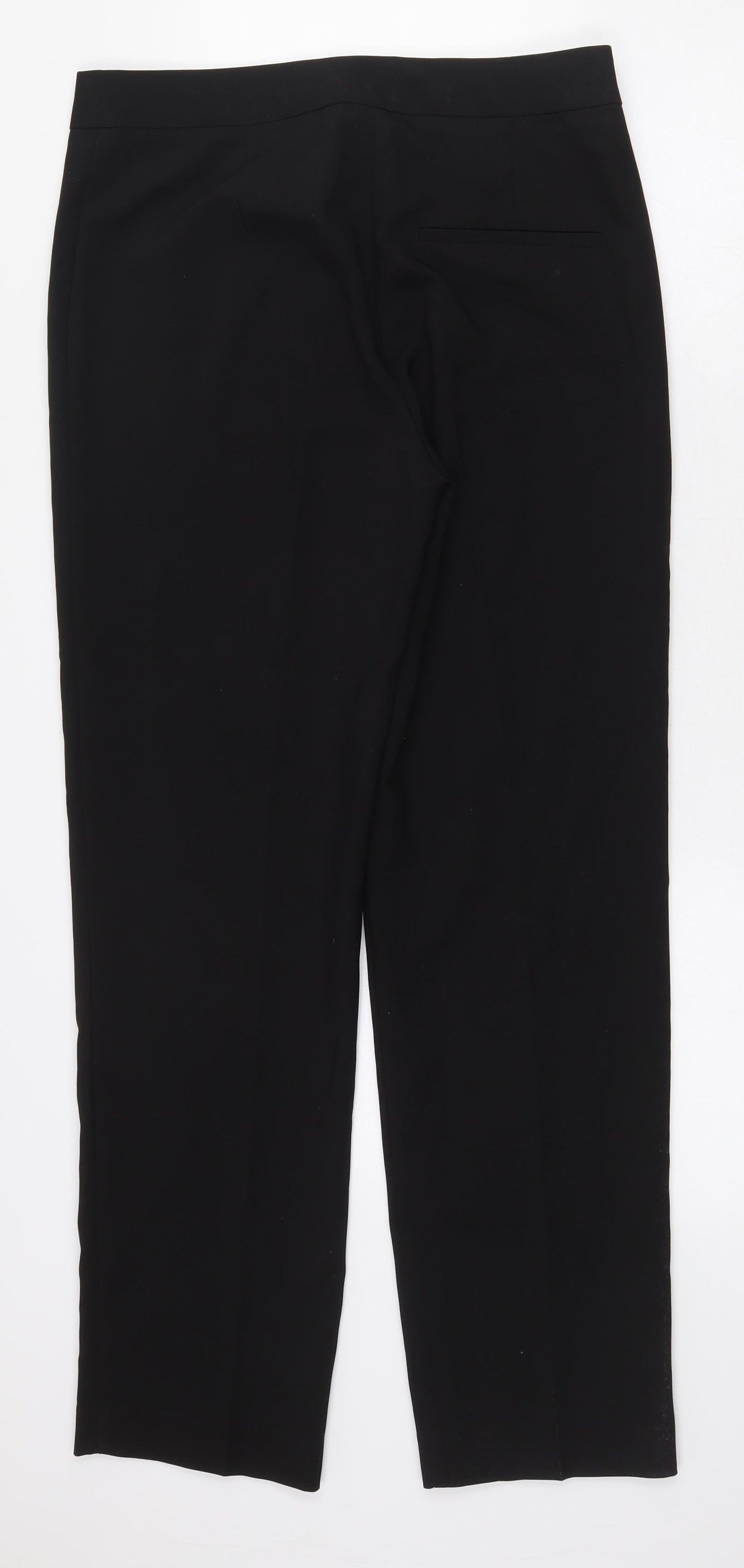 Papaya Womens Black Polyester Trousers Size 8 L28 in Regular Zip