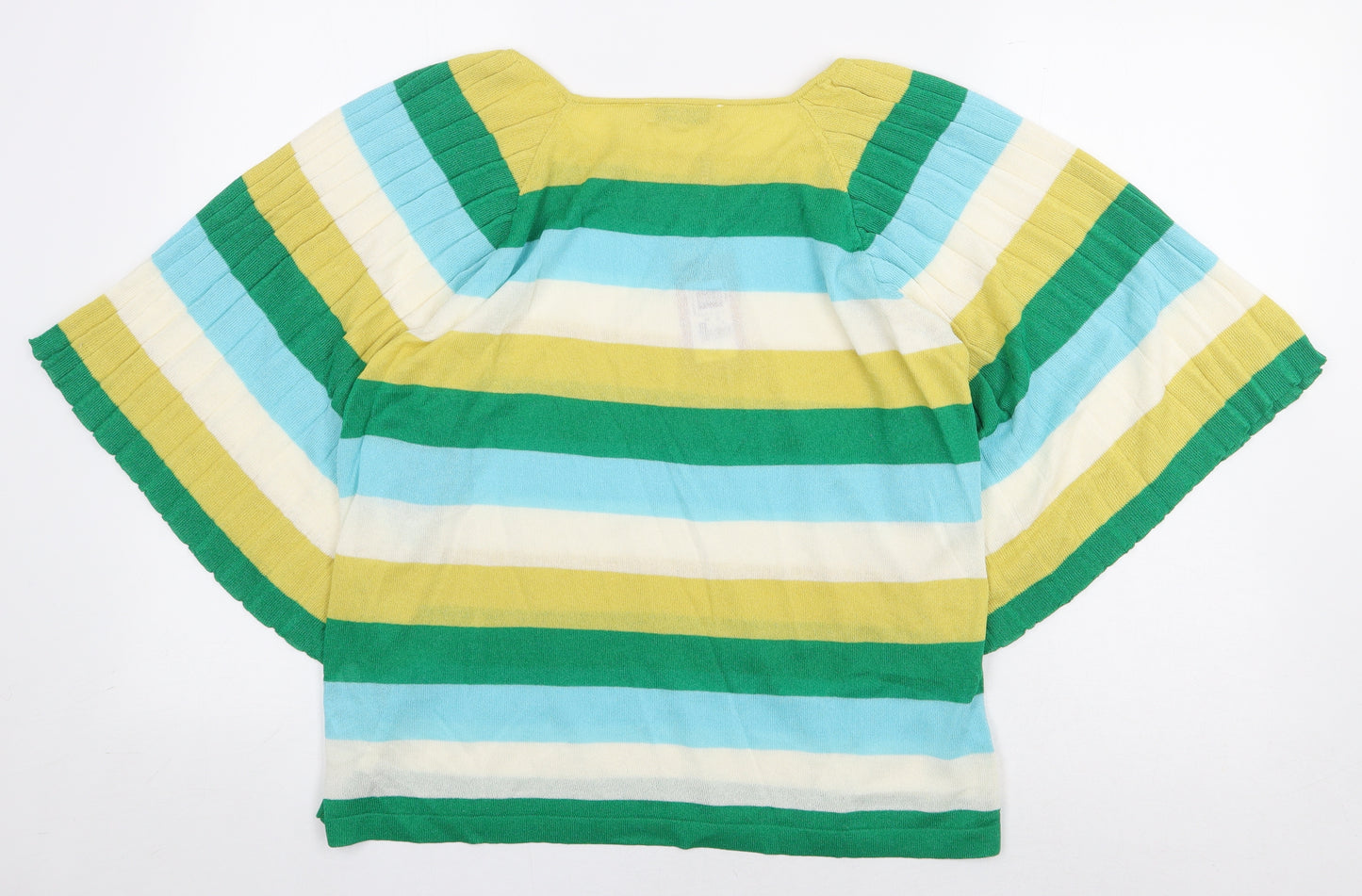 Gallery Womens Multicoloured Striped Viscose Basic Blouse Size M Boat Neck - Ribbed Balloon Sleeve