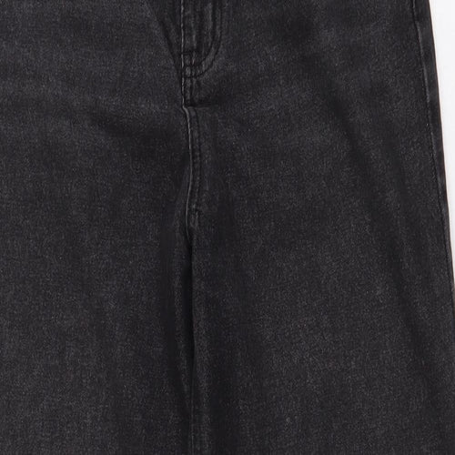 Missguided Womens Black Cotton Wide-Leg Jeans Size 8 L29 in Regular Zip