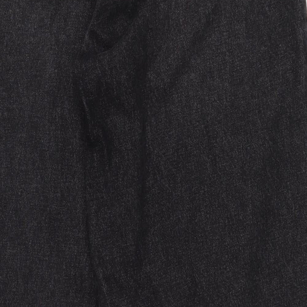 Missguided Womens Black Cotton Wide-Leg Jeans Size 8 L29 in Regular Zip