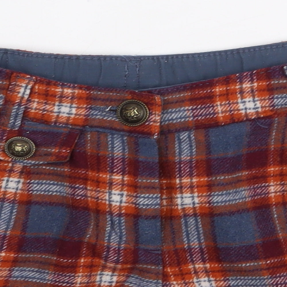 NEXT Girls Multicoloured Plaid Wool Cargo Shorts Size 11 Years Regular Zip